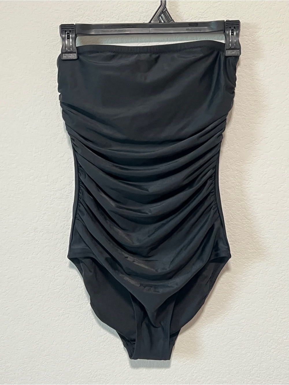 J. Crew Sz 2 Black Ruched bandeau One-Piece Swimsuit NWT